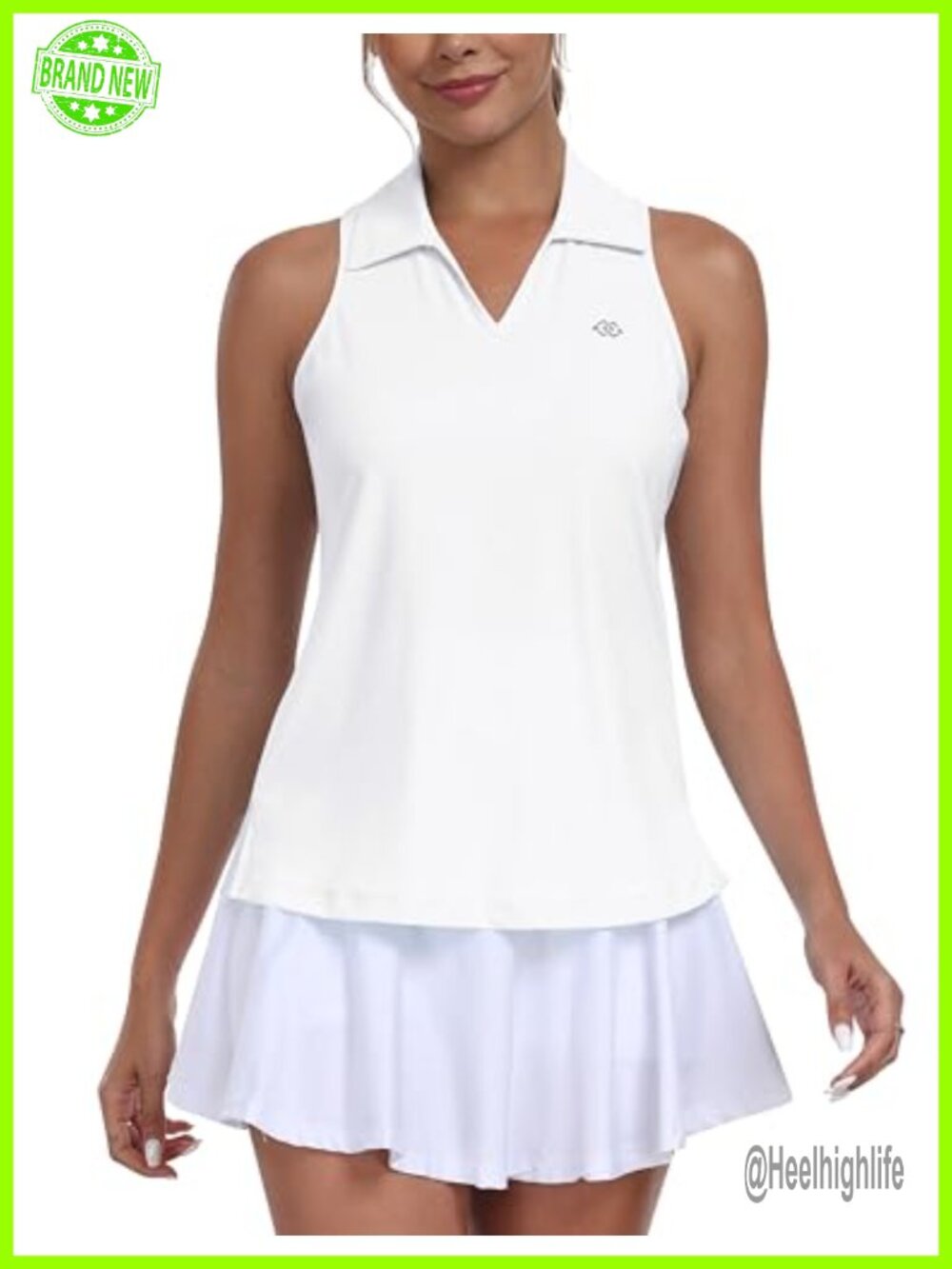 Women's Sleeveless Polo Tank Top Racerback Golf Tennis Athletic Shirt UPF 50+ - Picture 4 of 7
